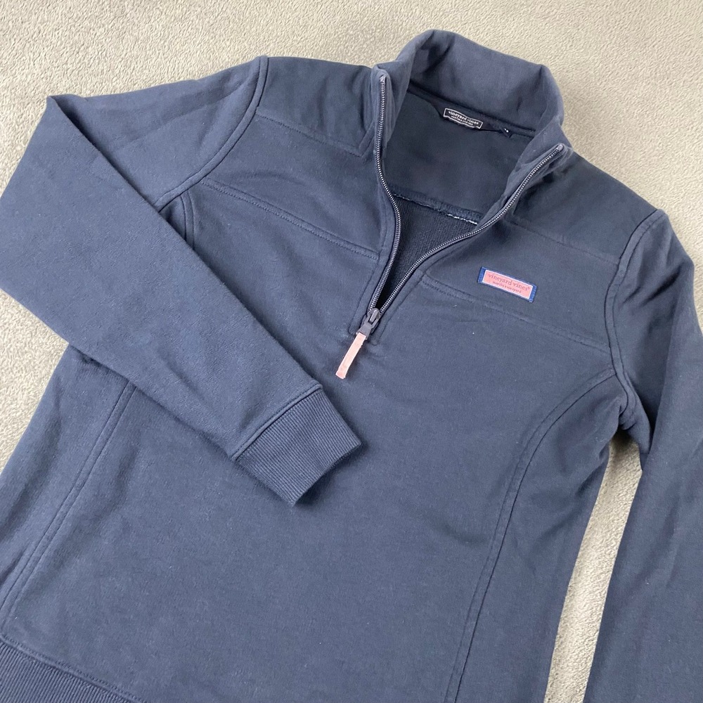 Vineyard Vines Womens XS Quarter Zip Pullover‎ Navy Blue Shep Shirt Whale Logo